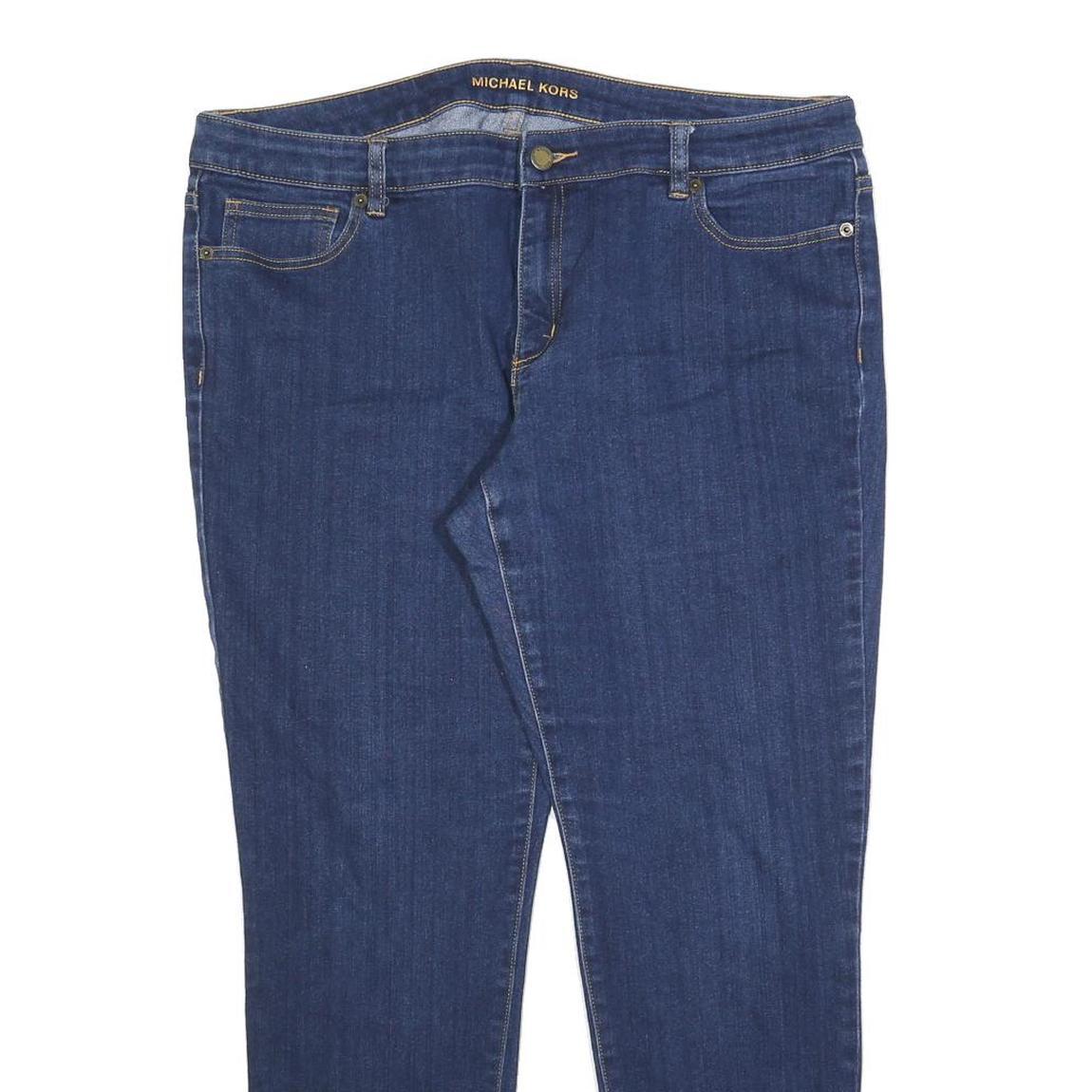 MICHAEL KORS Womens Slim Blue Denim Jeans W38 L28 Stretch Cotton Blend Zip