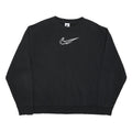 NIKE Mens Black Cotton Blend Crew Neck L Sweatshirt Swoosh Logo Pullover Casual