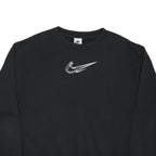 NIKE Mens Black Cotton Blend Crew Neck L Sweatshirt Swoosh Logo Pullover Casual