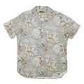 JOHN ADAMS Mens Grey Tropical Print Shirt S Polyester Blend Casual Short Sleeve