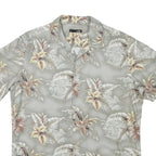 JOHN ADAMS Mens Grey Tropical Print Shirt S Polyester Blend Casual Short Sleeve