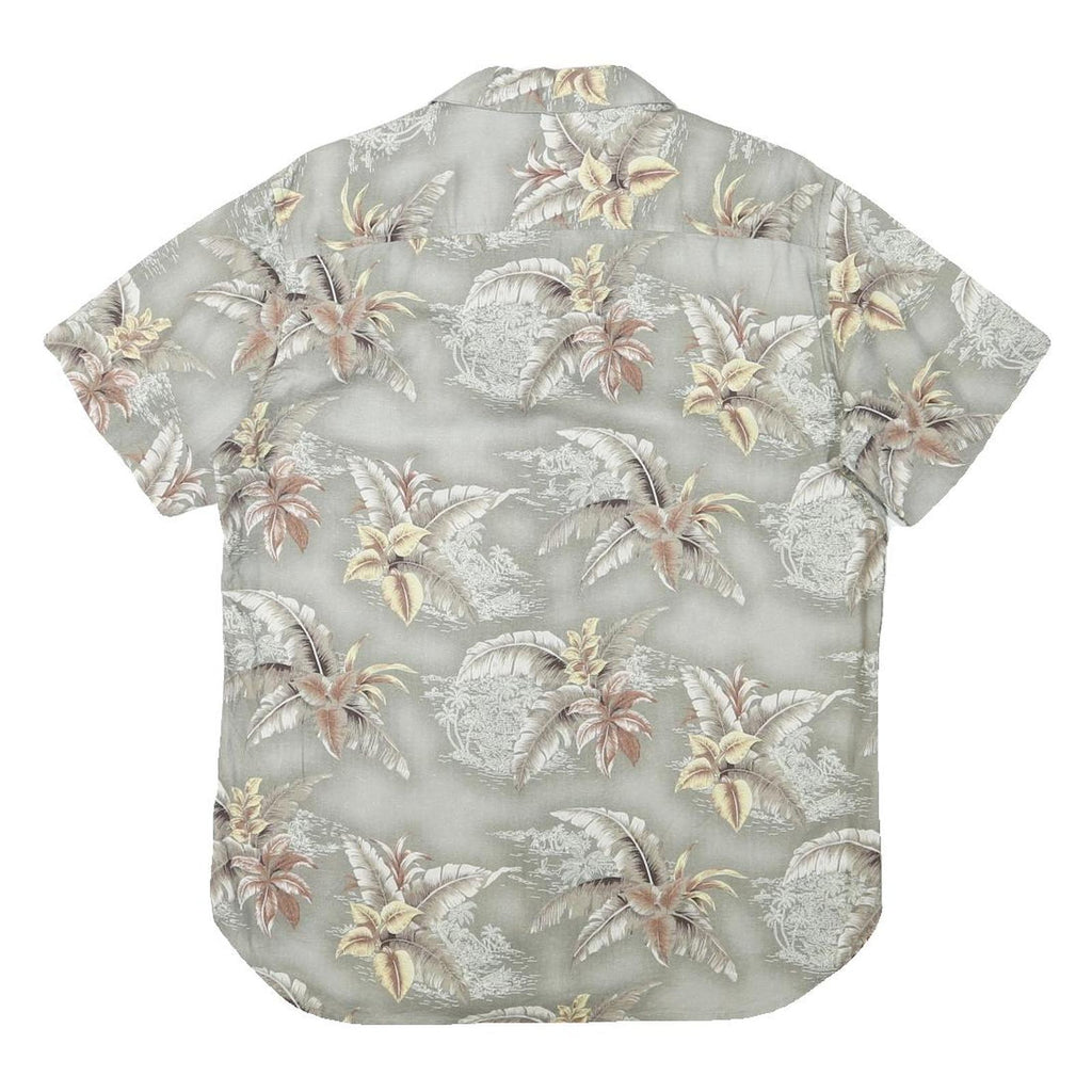 JOHN ADAMS Mens Grey Tropical Print Shirt S Polyester Blend Casual Short Sleeve
