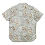 JOHN ADAMS Mens Grey Tropical Print Shirt S Polyester Blend Casual Short Sleeve