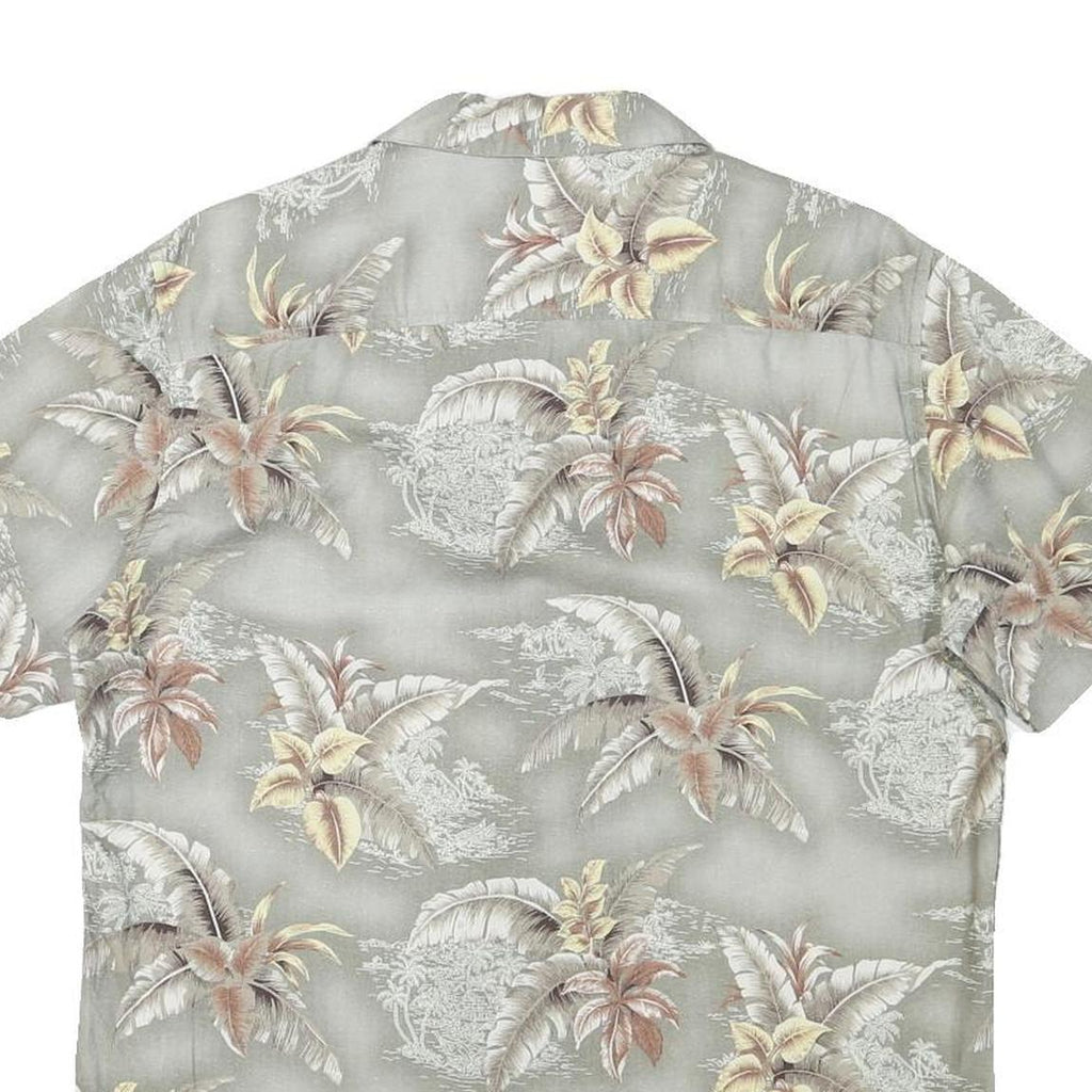 JOHN ADAMS Mens Grey Tropical Print Shirt S Polyester Blend Casual Short Sleeve