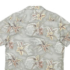 JOHN ADAMS Mens Grey Tropical Print Shirt S Polyester Blend Casual Short Sleeve