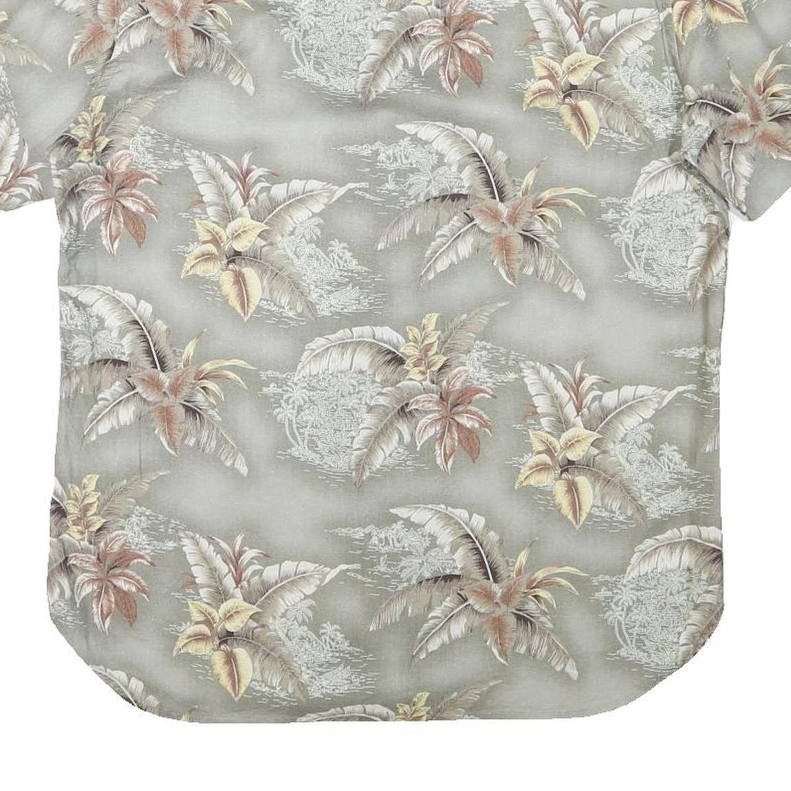 JOHN ADAMS Mens Grey Tropical Print Shirt S Polyester Blend Casual Short Sleeve