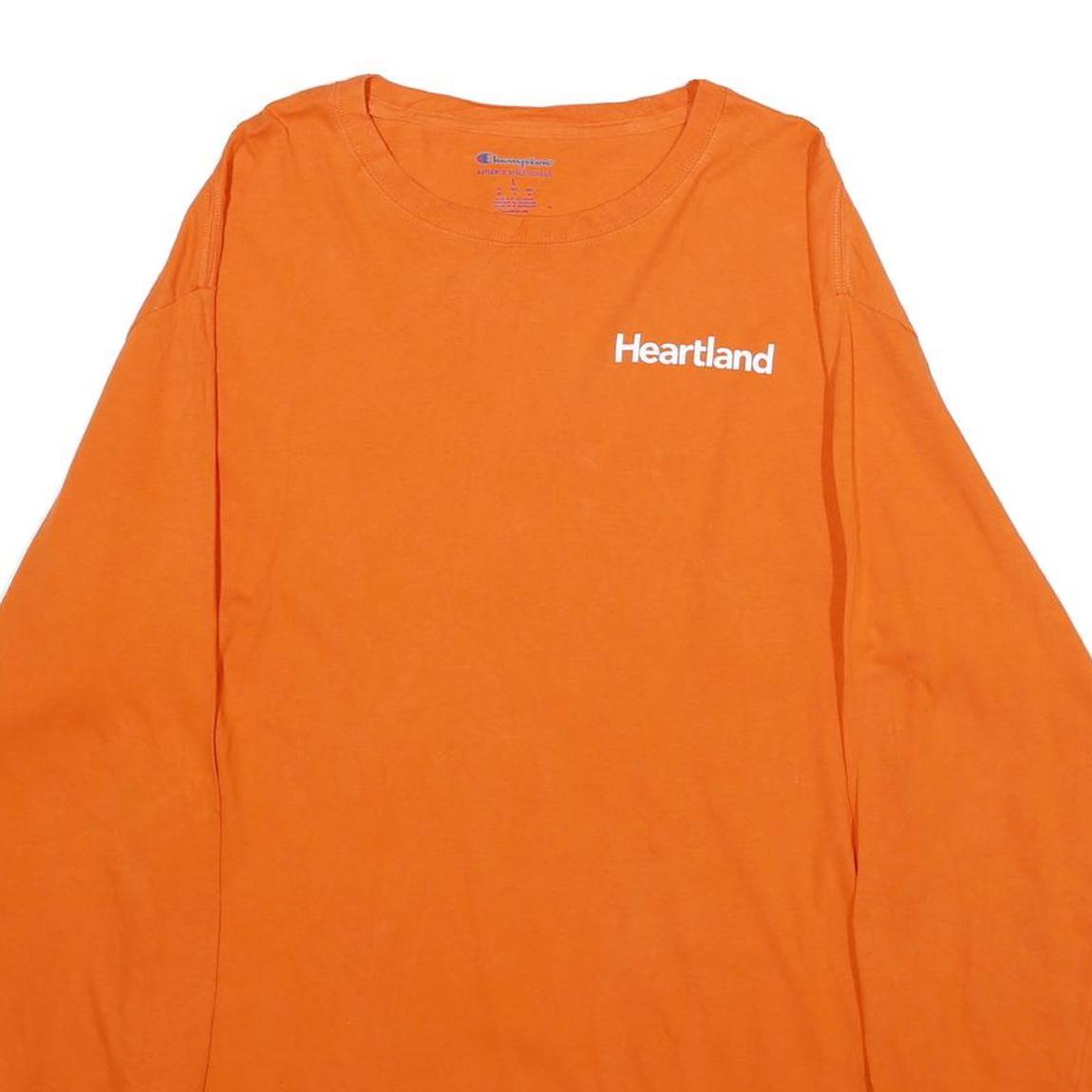 CHAMPION Mens Orange Heartland Graphic Long Sleeve Crew Neck T-Shirt L Casual