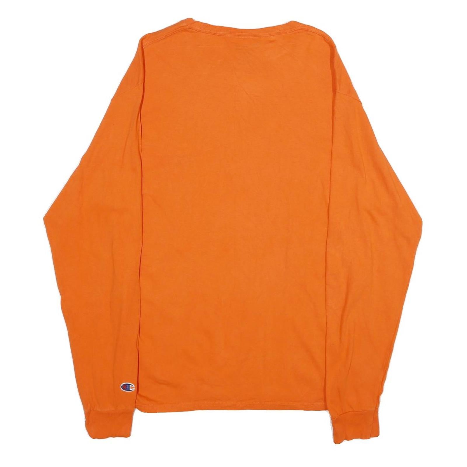 CHAMPION Mens Orange Heartland Graphic Long Sleeve Crew Neck T-Shirt L Casual