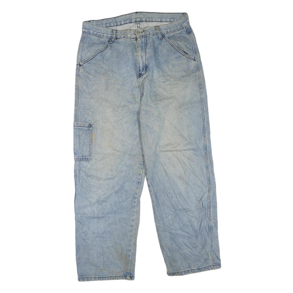 YYS. DENIM Womens Regular Light Blue Denim Jeans W34 L28 Utility Pocket Zip Fly