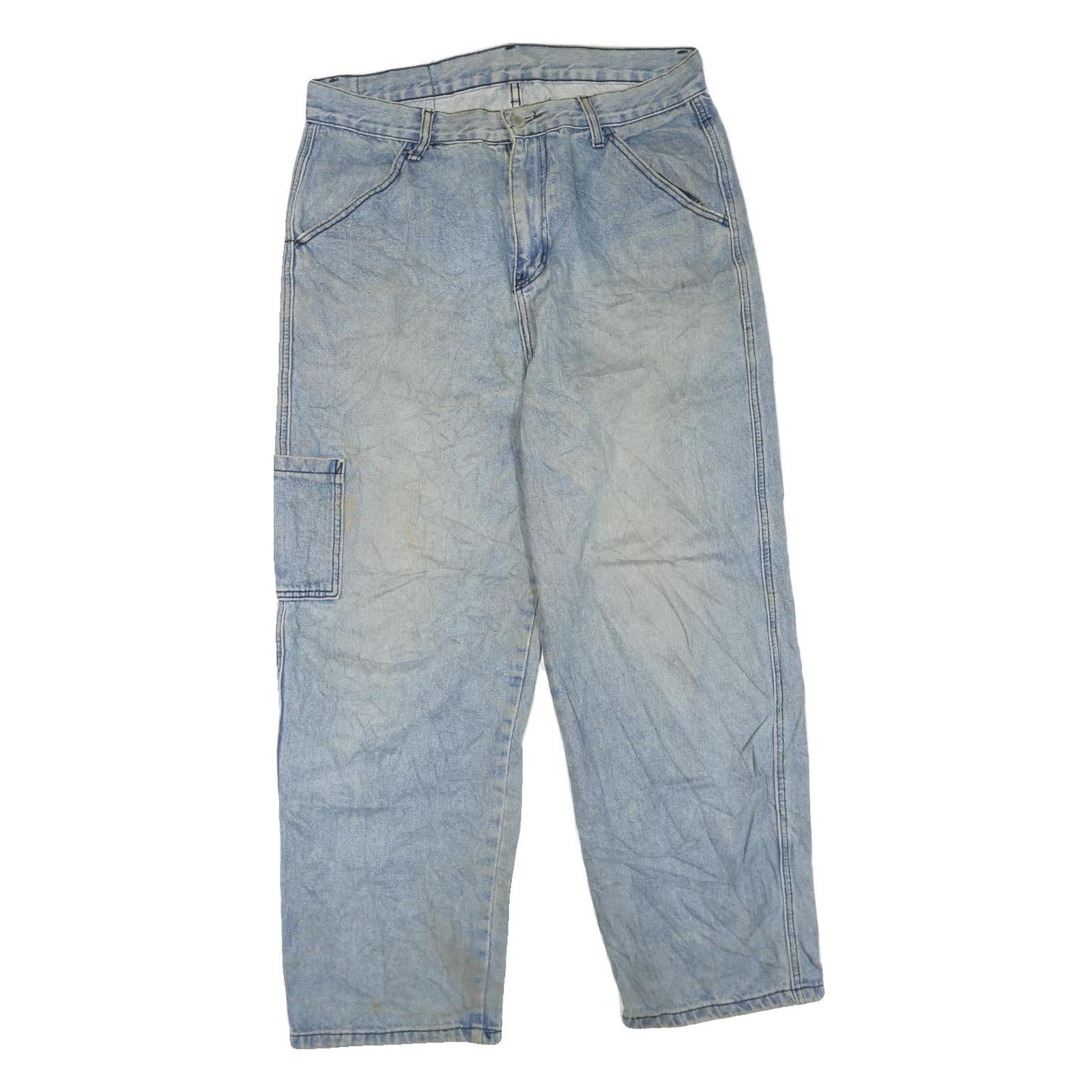 YYS. DENIM Womens Regular Light Blue Denim Jeans W34 L28 Utility Pocket Zip Fly