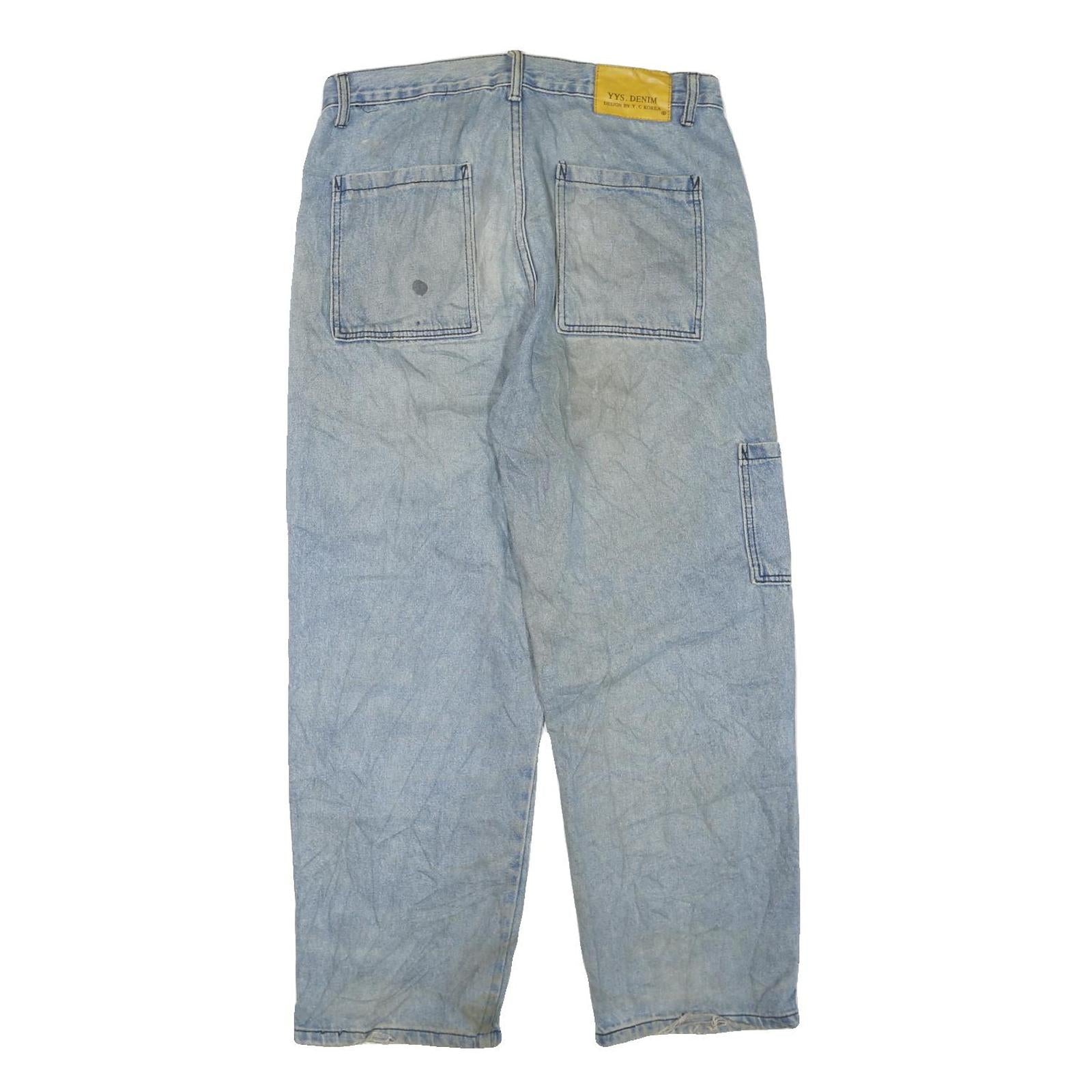 YYS. DENIM Womens Regular Light Blue Denim Jeans W34 L28 Utility Pocket Zip Fly