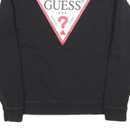 GUESS Womens Black Cotton Blend Crew Neck Sweatshirt S Classic Logo