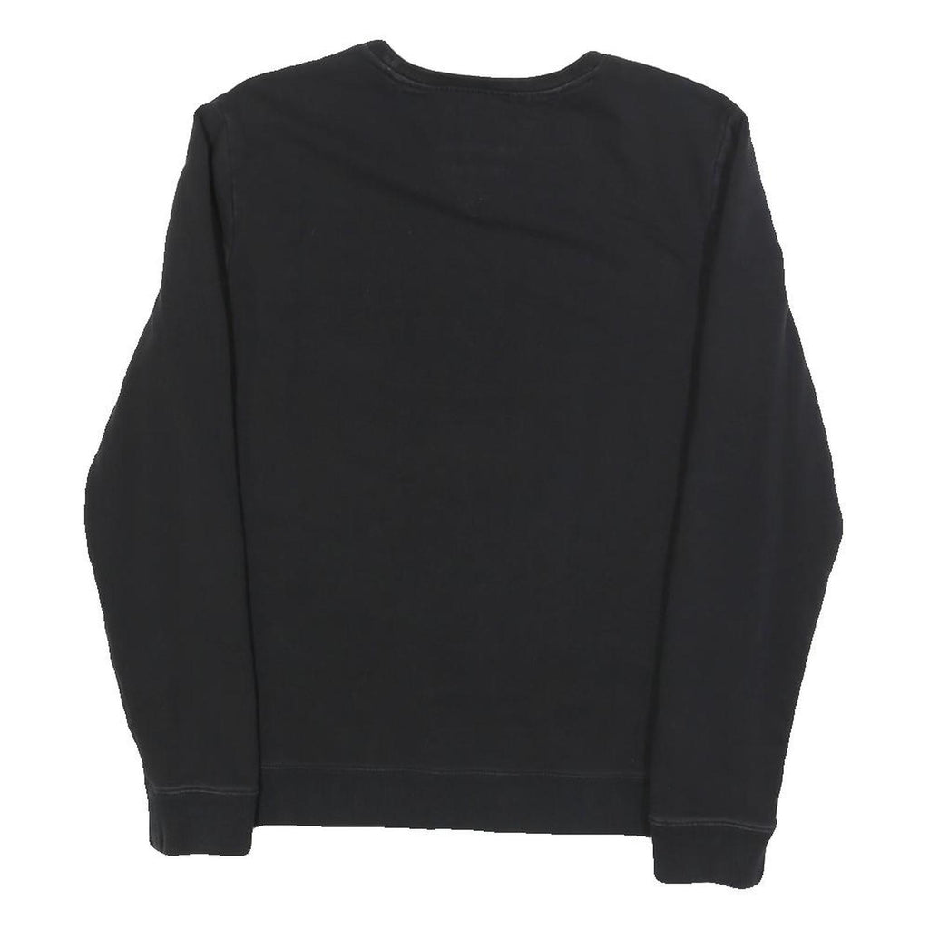 GUESS Womens Black Cotton Blend Crew Neck Sweatshirt S Classic Logo