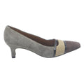 SALVATORE FERRAGAMO Womens Kitten Heel Pumps Suede Brown Tan Grey UK 5.5 Elegant