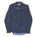 CALVIN KLEIN JEANS Womens Blue Leopard Print Shirt S Cotton Blend