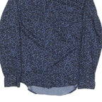 CALVIN KLEIN JEANS Womens Blue Leopard Print Shirt S Cotton Blend