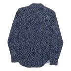 CALVIN KLEIN JEANS Womens Blue Leopard Print Shirt S Cotton Blend