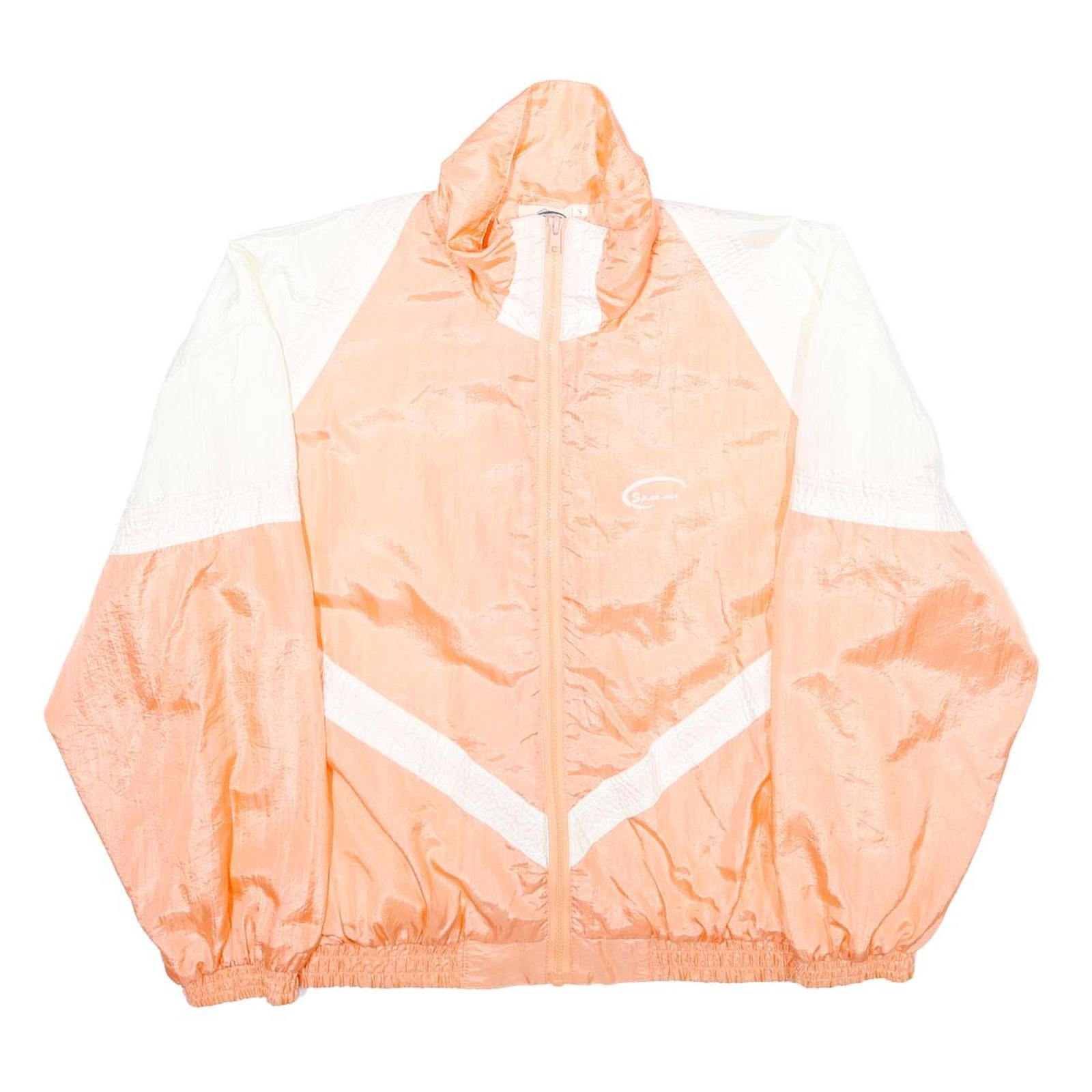 SPEEDWAY Womens Peach & White Colourblock Zip Up Nylon Jacket S Casual Outerwear