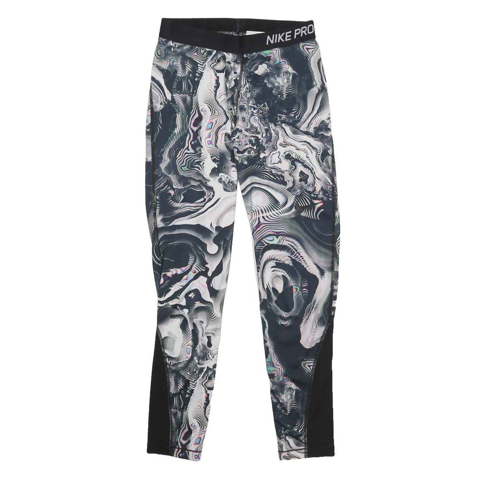 NIKE Womens Joggers Black & Grey M W23 L27 Marble Print Slim Tapered Fit