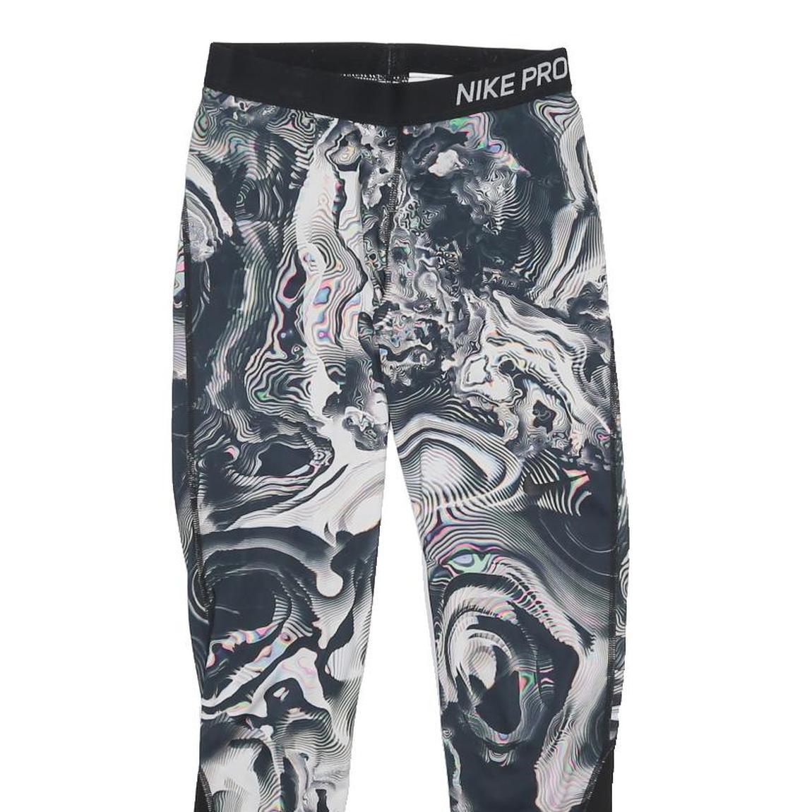 NIKE Womens Joggers Black & Grey M W23 L27 Marble Print Slim Tapered Fit