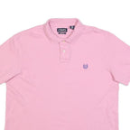CHAPS Mens Pink Short Sleeve Plain Polo Shirt L Cotton Blend Stretch