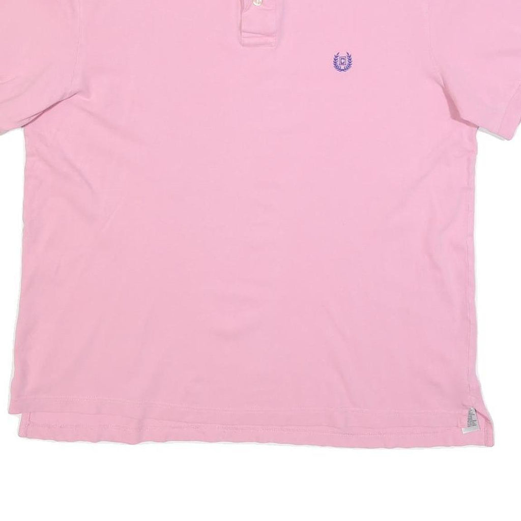 CHAPS Mens Pink Short Sleeve Plain Polo Shirt L Cotton Blend Stretch