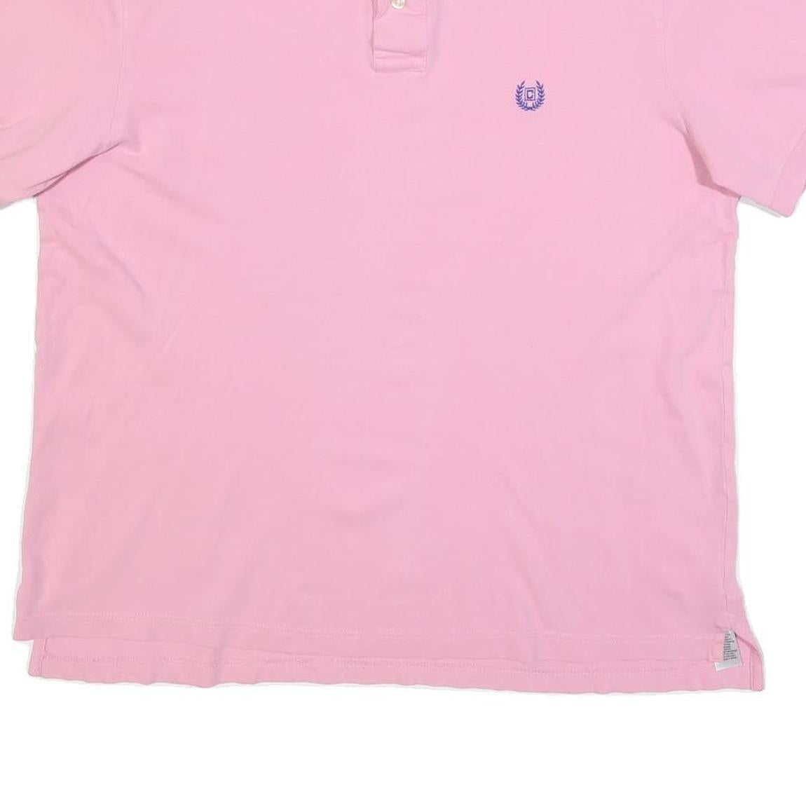 CHAPS Mens Pink Short Sleeve Plain Polo Shirt L Cotton Blend Stretch