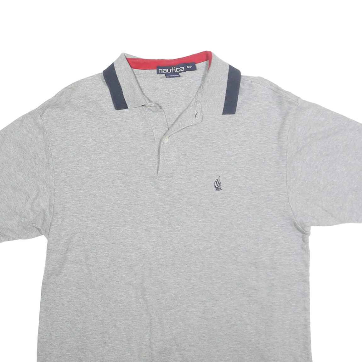 NAUTICA Mens Grey Short Sleeve Plain Polo Shirt S Cotton Casual Basic