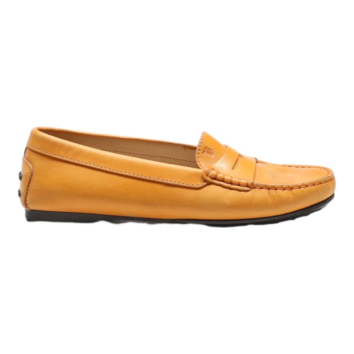TODS Loafer Shoes Orange Leather Womens UK 4.5