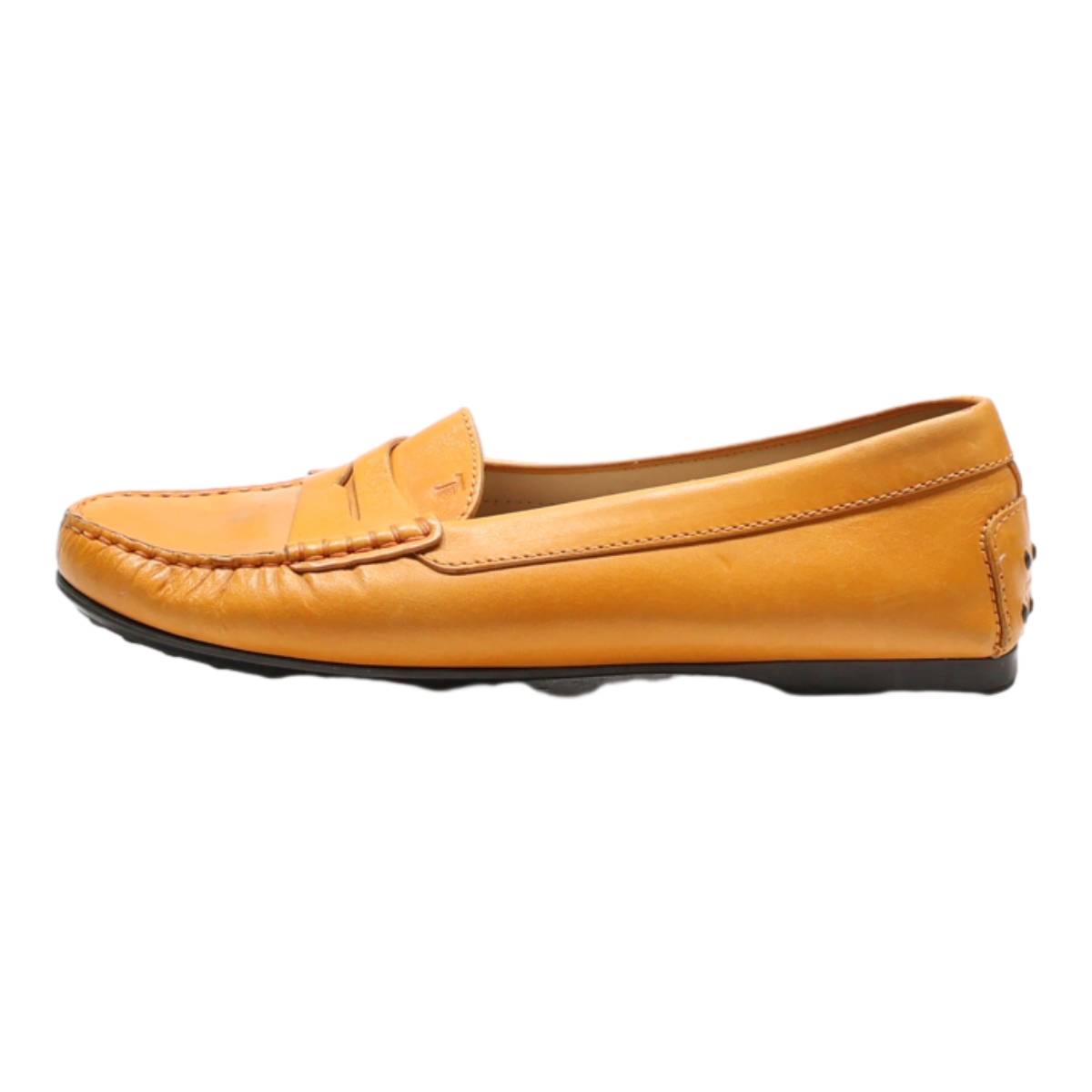 TODS Loafer Shoes Orange Leather Womens UK 4.5