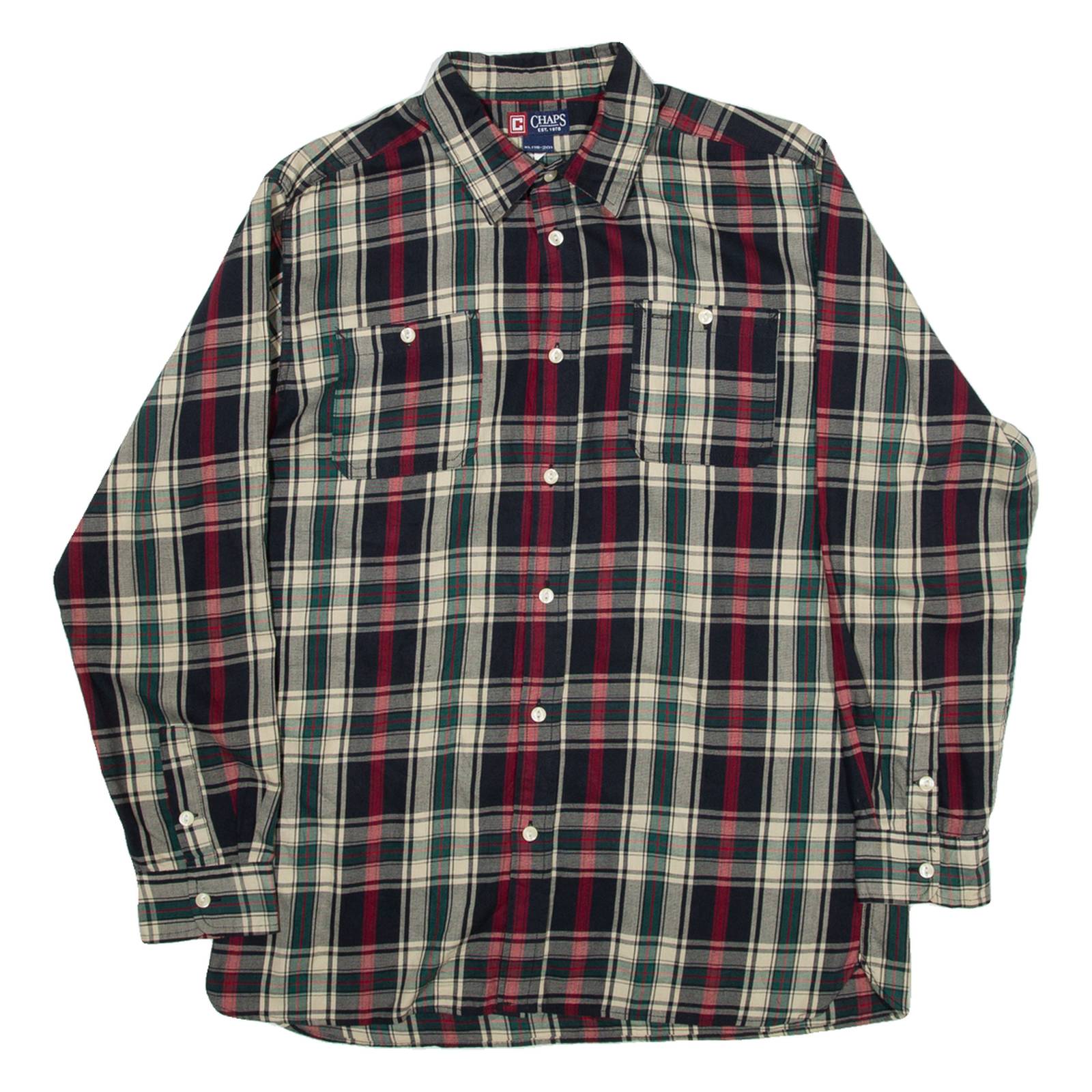 CHAPS Mens Shirt Black Check Long Sleeve XL