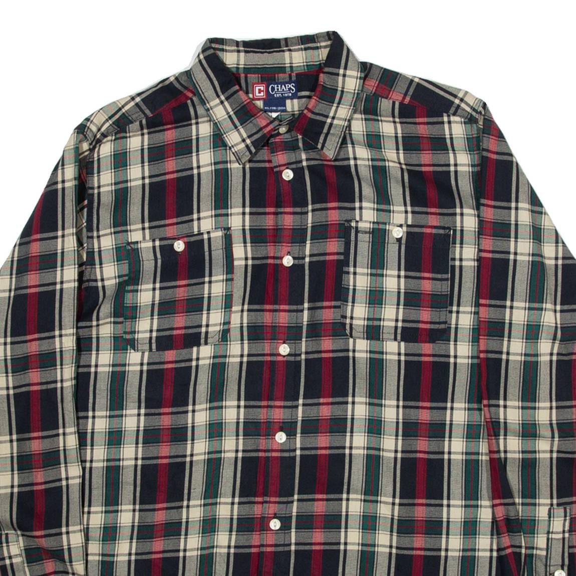 CHAPS Mens Shirt Black Check Long Sleeve XL