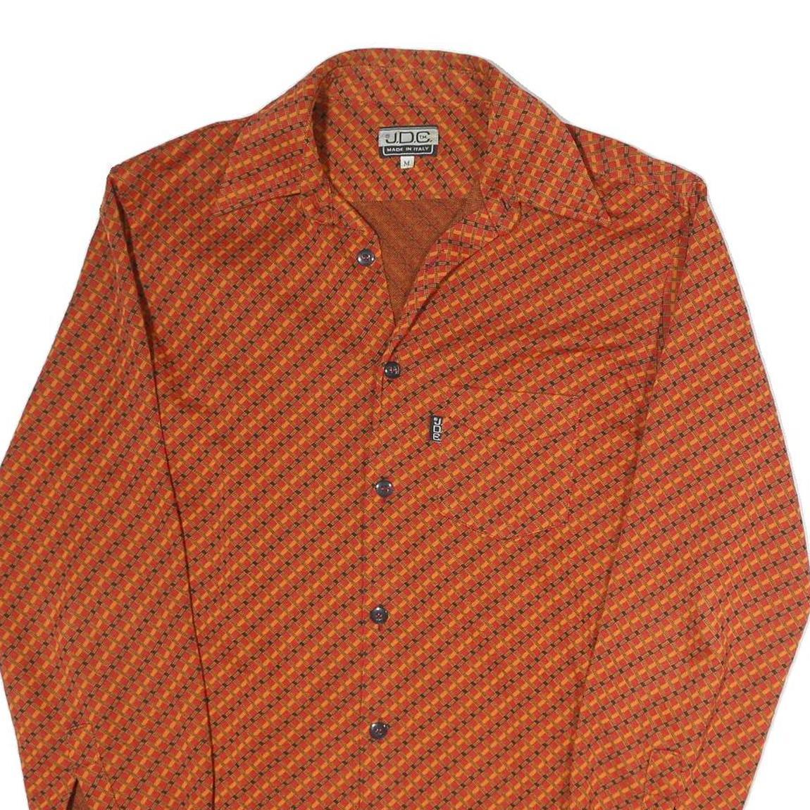 JDC Mens Orange Check Cotton Blend Shirt M Long Sleeve Button Front