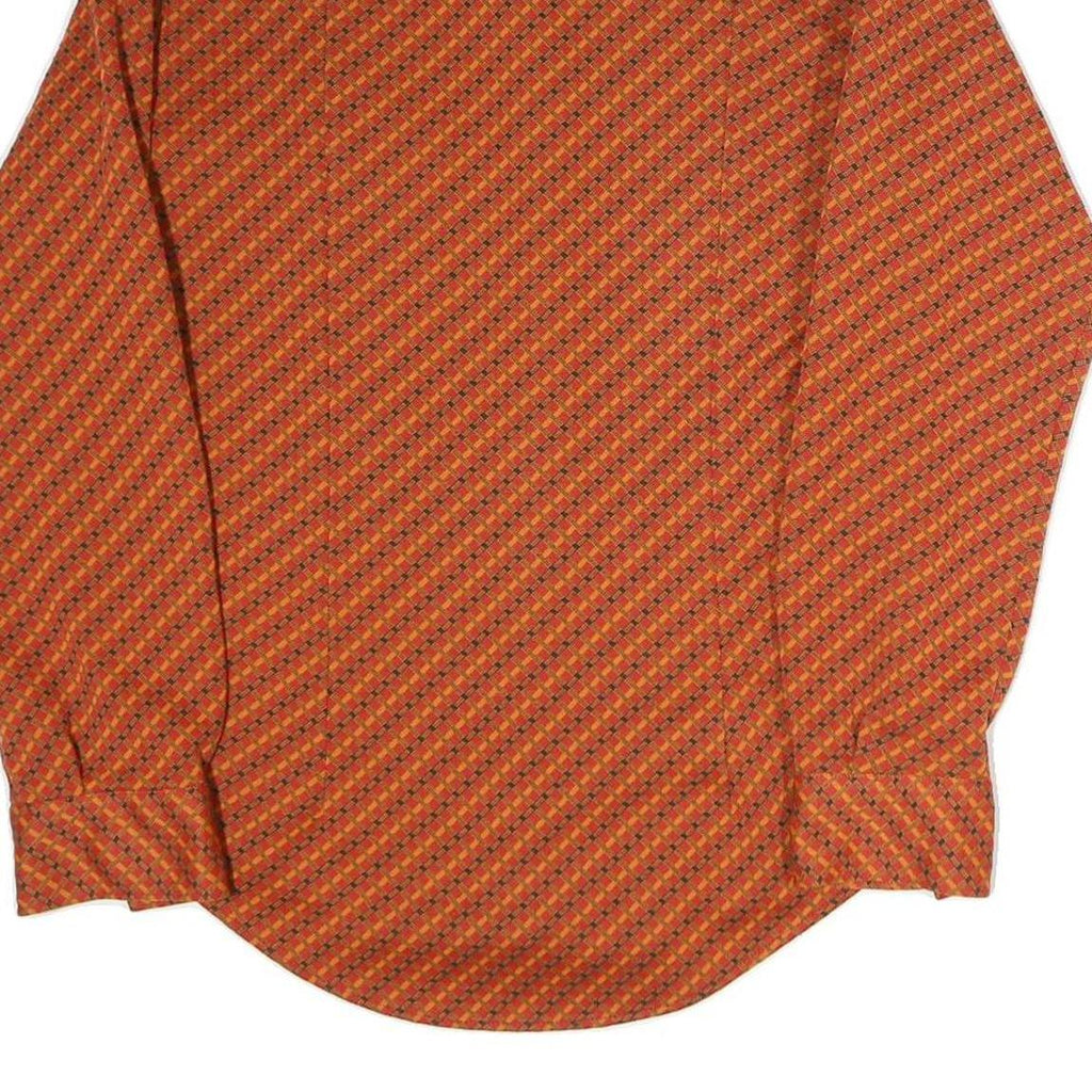 JDC Mens Orange Check Cotton Blend Shirt M Long Sleeve Button Front