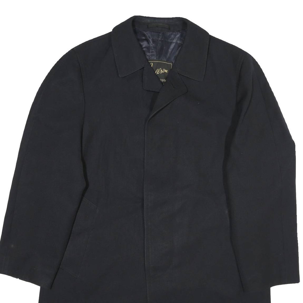 STRELLSON Mens Black Classic Cotton Blend Jacket XL Button Fastening Plain