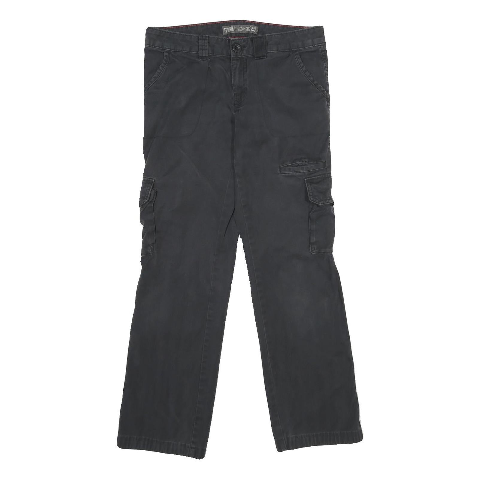 DICKIES Womens Relaxed Black Cargo Trousers Size W30 L30 Casual Workwear Zip