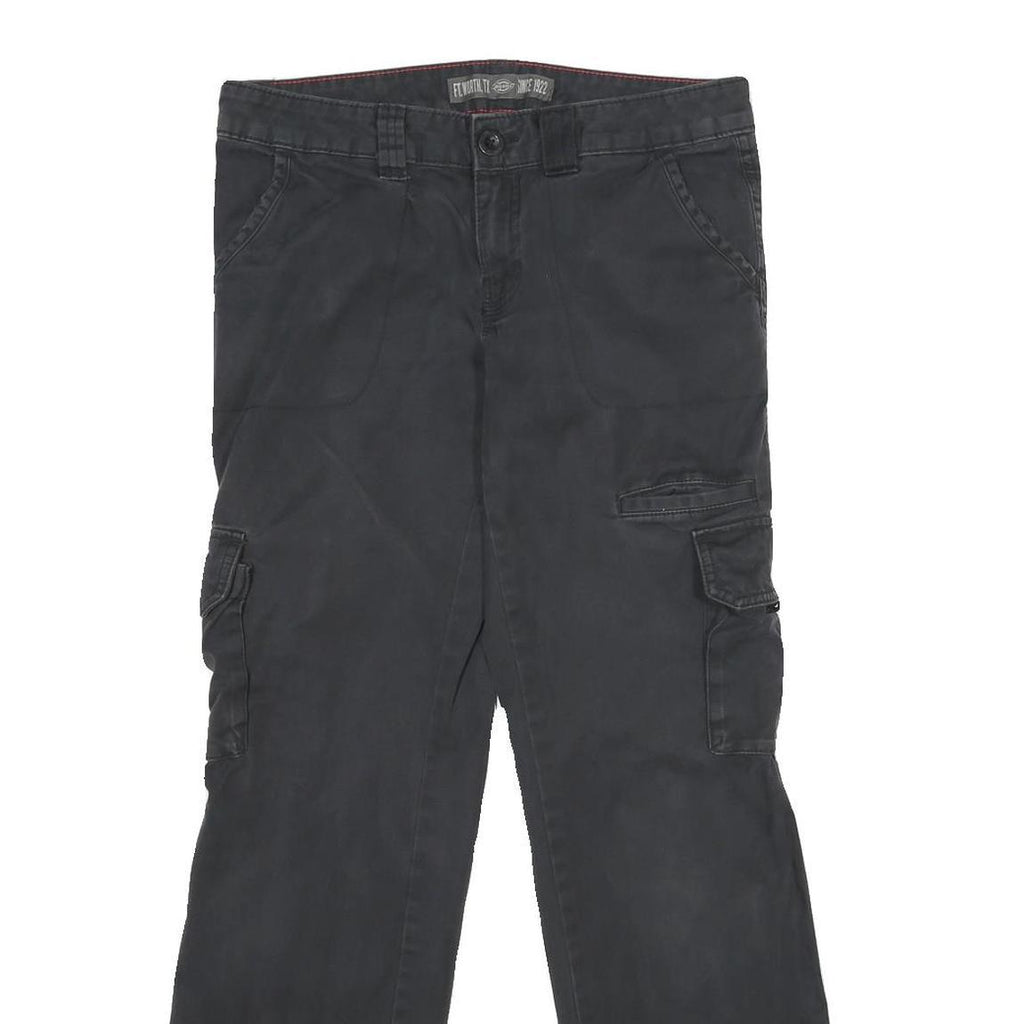 DICKIES Womens Relaxed Black Cargo Trousers Size W30 L30 Casual Workwear Zip