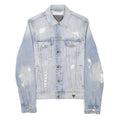 GUESS Mens Blue Denim Distressed Button Jacket XS Cotton Plain Casual USA