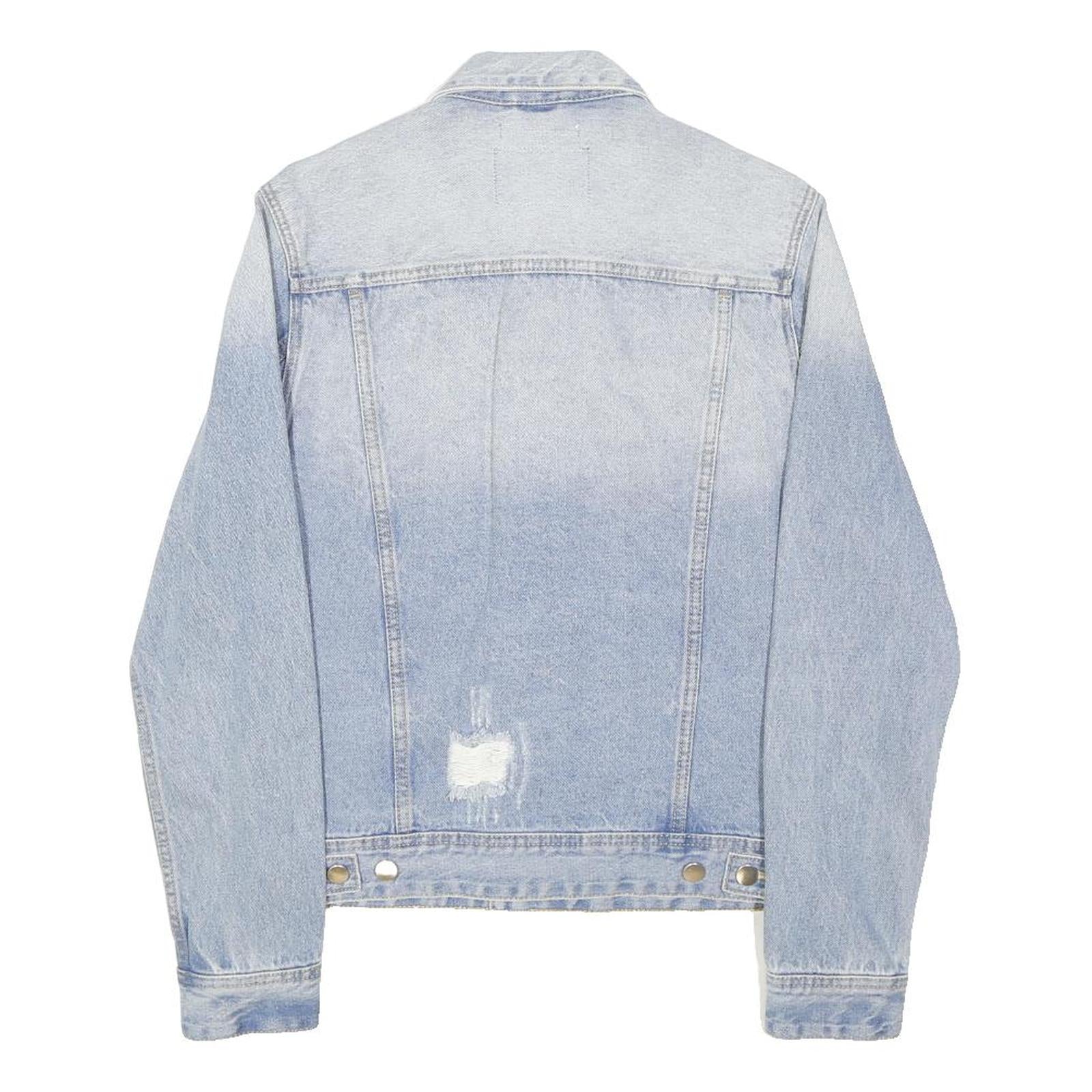 GUESS Mens Blue Denim Distressed Button Jacket XS Cotton Plain Casual USA