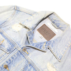 GUESS Mens Blue Denim Distressed Button Jacket XS Cotton Plain Casual USA