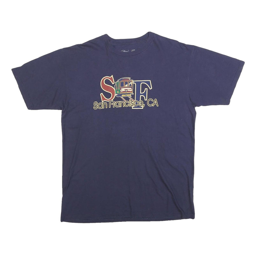 HARD ROCK CAFE Mens Blue San Francisco Cotton Blend T-Shirt L Short Sleeve Crew