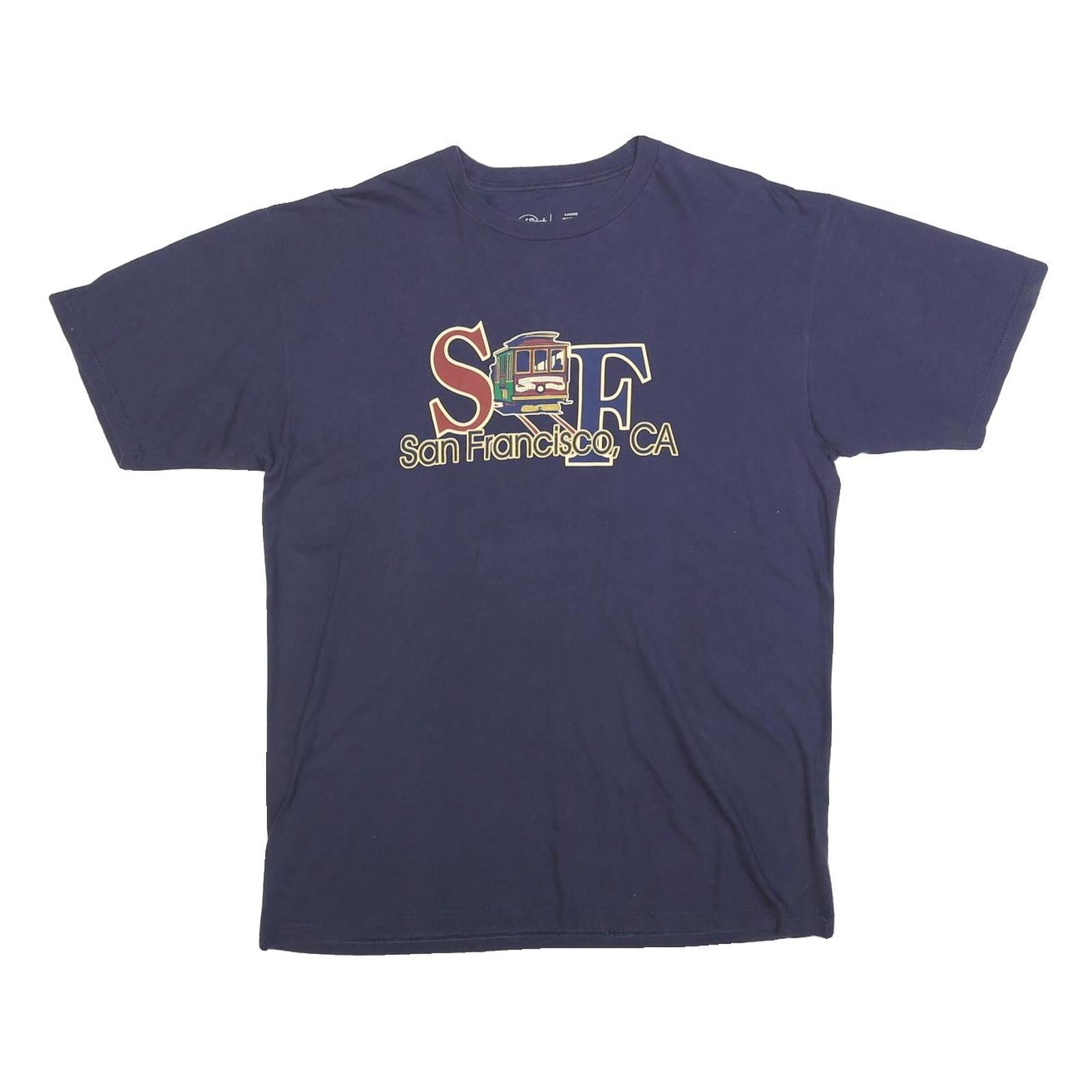 HARD ROCK CAFE Mens Blue San Francisco Cotton Blend T-Shirt L Short Sleeve Crew