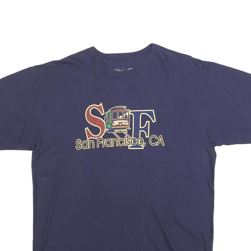 HARD ROCK CAFE Mens Blue San Francisco Cotton Blend T-Shirt L Short Sleeve Crew