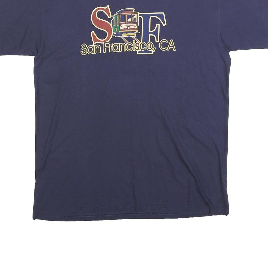 HARD ROCK CAFE Mens Blue San Francisco Cotton Blend T-Shirt L Short Sleeve Crew