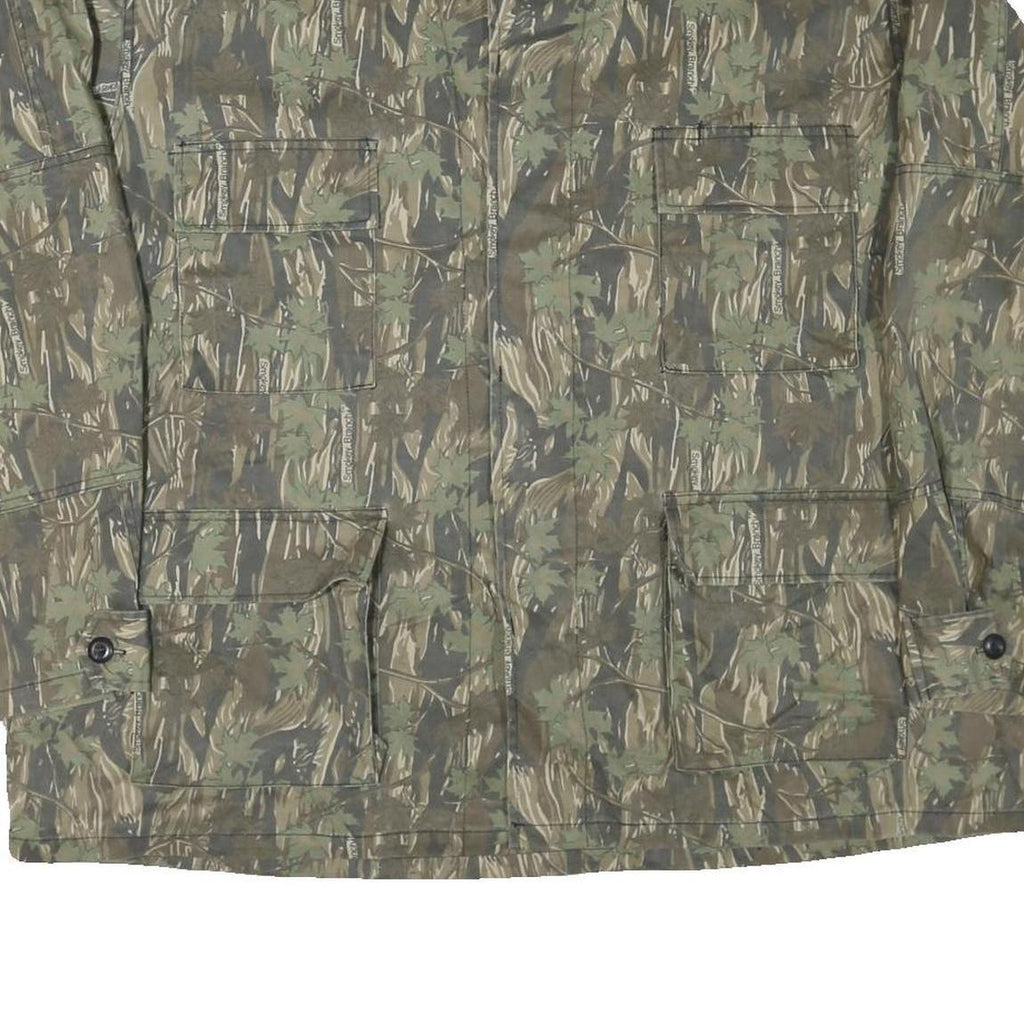 Mens Green Camouflage Button Jacket XL Cotton Blend Casual Outdoor Style