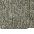 Mens Green Camouflage Button Jacket XL Cotton Blend Casual Outdoor Style