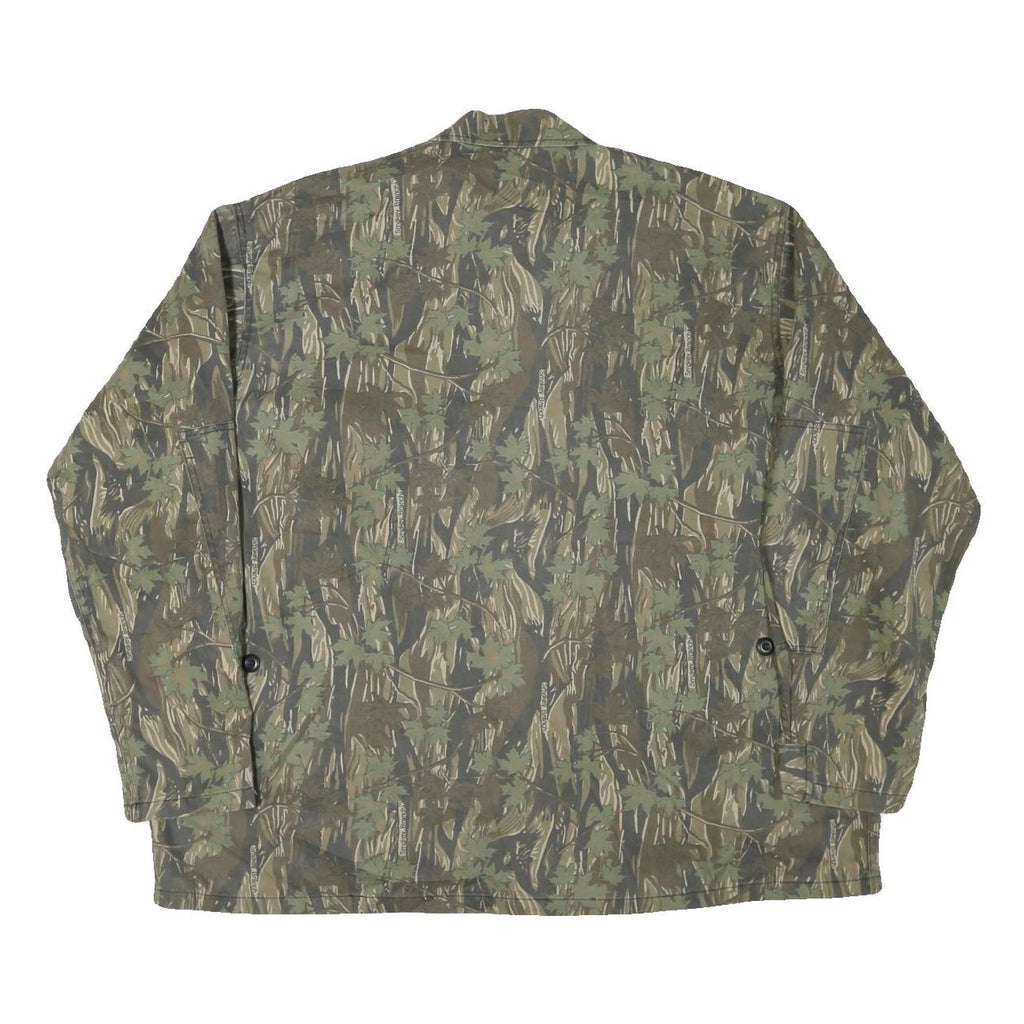 Mens Green Camouflage Button Jacket XL Cotton Blend Casual Outdoor Style