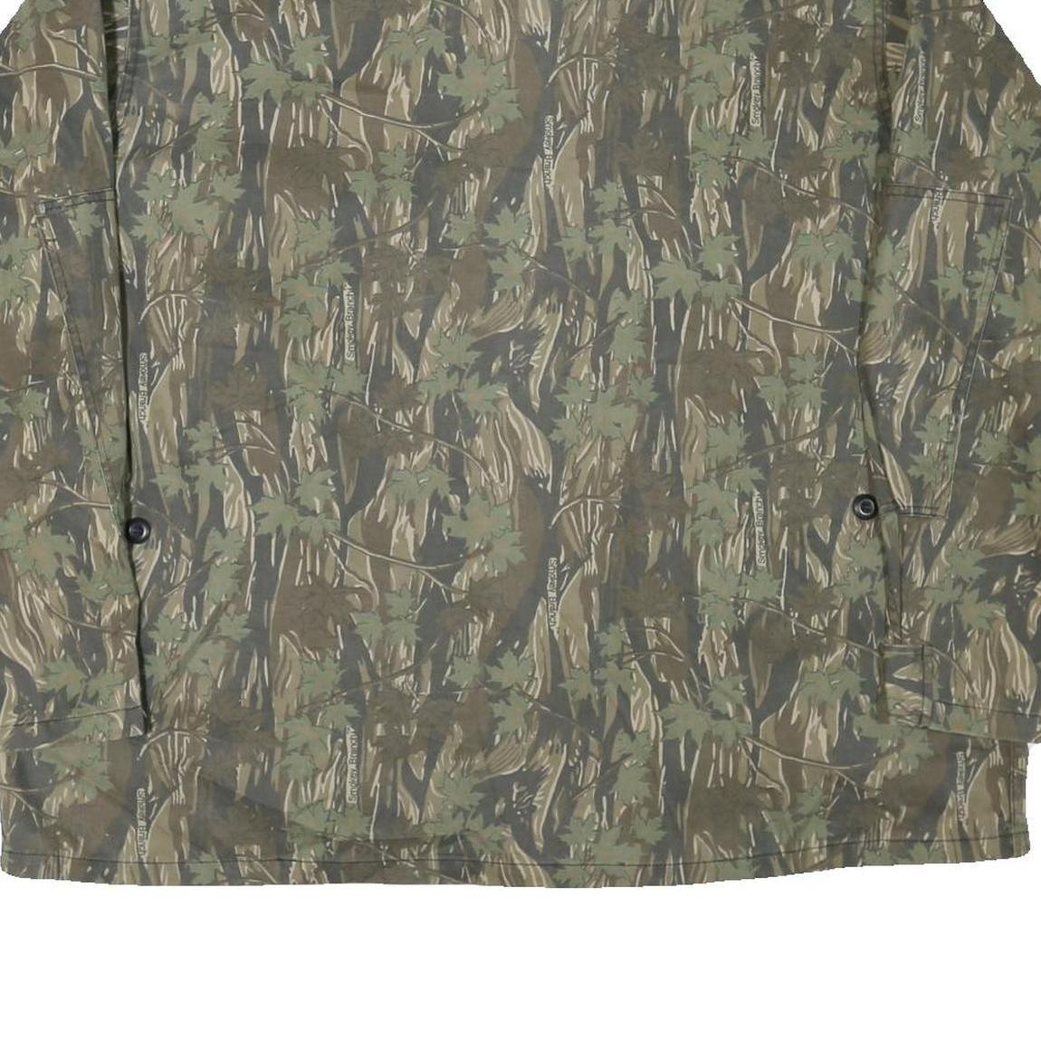 Mens Green Camouflage Button Jacket XL Cotton Blend Casual Outdoor Style