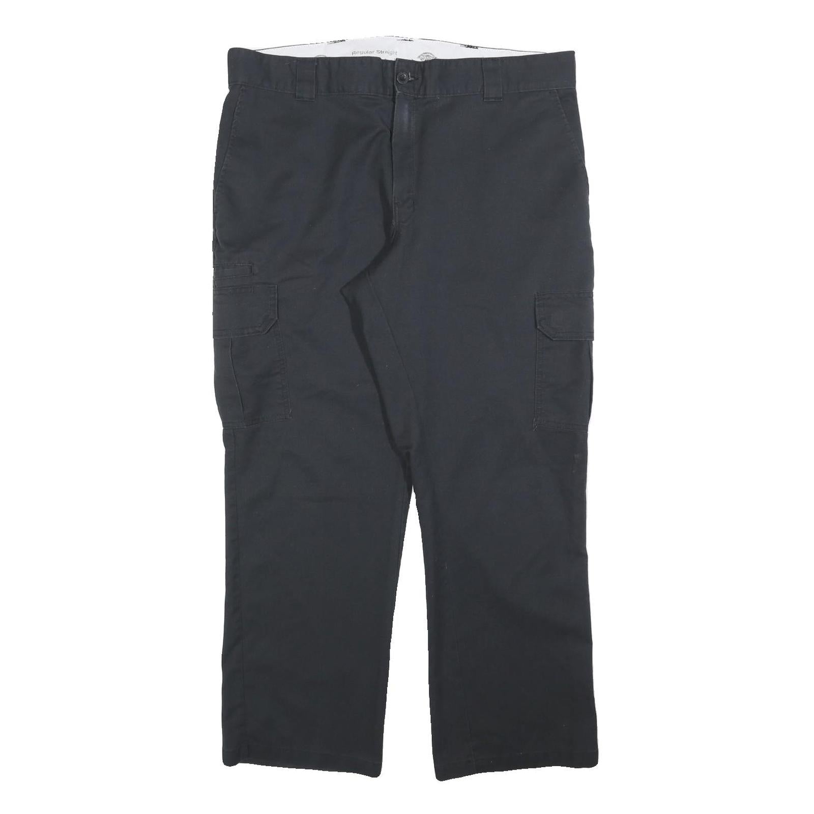 DICKIES Mens Cotton Blend Black Regular Straight Trousers W38 L30 Workwear