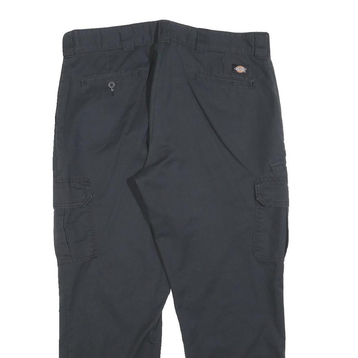 DICKIES Mens Cotton Blend Black Regular Straight Trousers W38 L30 Workwear